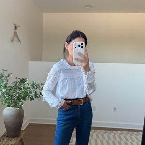 100% Cotton White Lace Blouse by Flower (Japan)